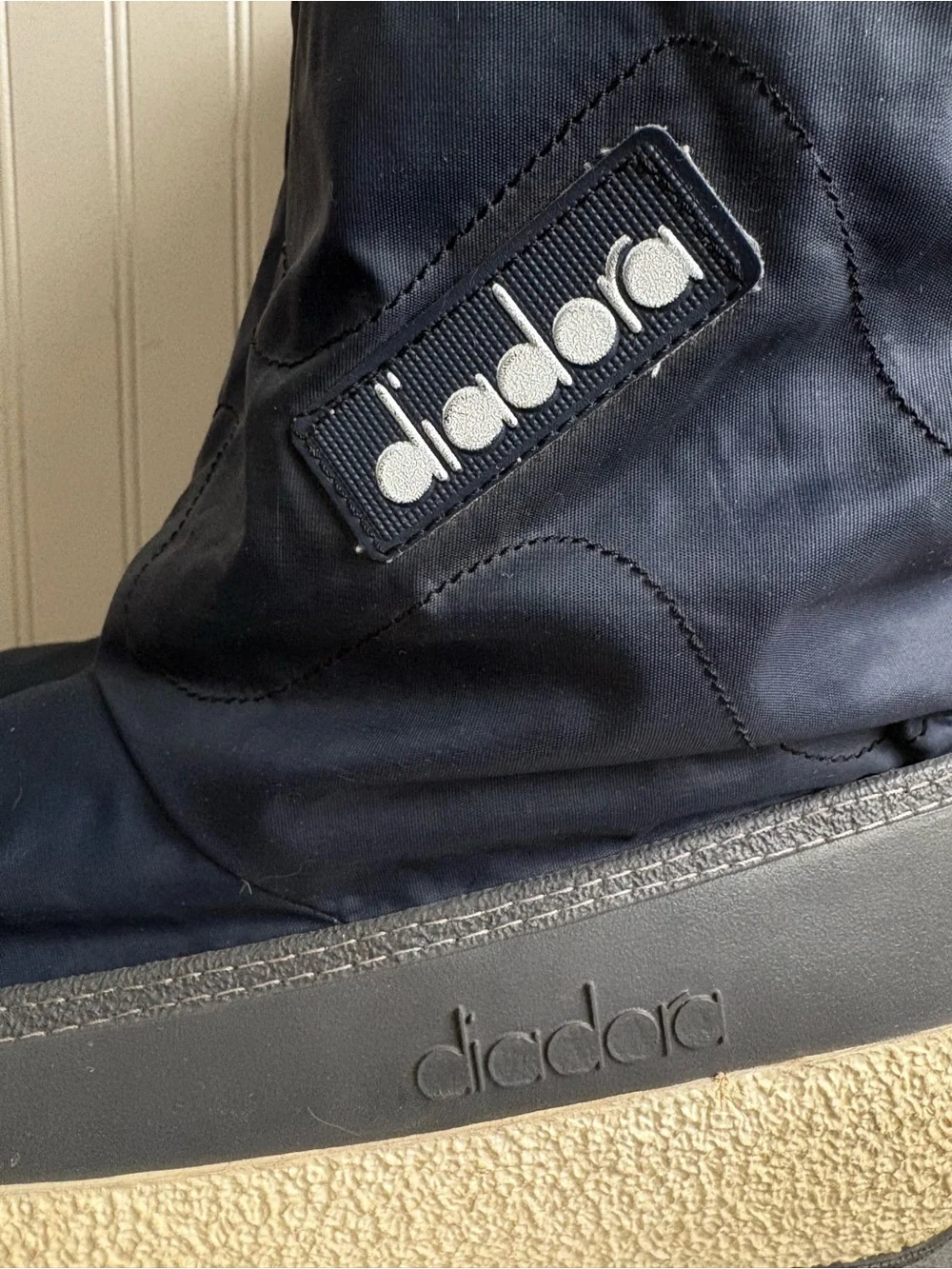 Vintage Diadora Quilted Lined Snow/Moon Boots Mens 12.5 Navy Blue VTG 80s Italy
